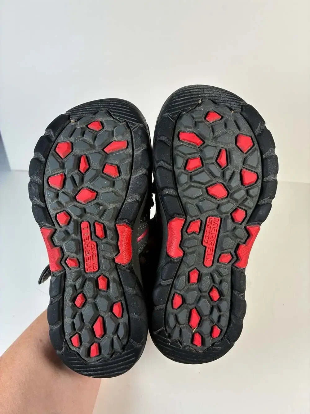 Merrell Hydro Closed-Toe Water Hiking Sport Sandals, Gray and Red